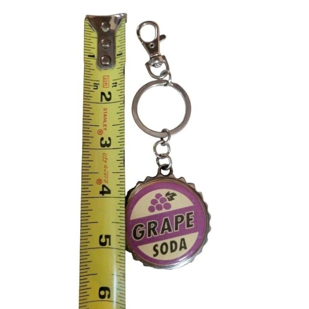 Disney Parks Pixar Up Carl Ellie Grape Soda Cap Keychain Bottle Opener Key Ring - Picture 4 of 4
